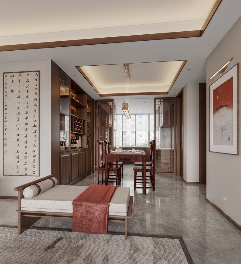 上海帆升公寓145平混搭风格三居室餐厅装修效果图