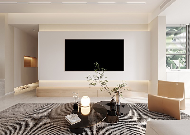上海松江奥林匹克花园120平现代简约风格三居室客厅装修效果图