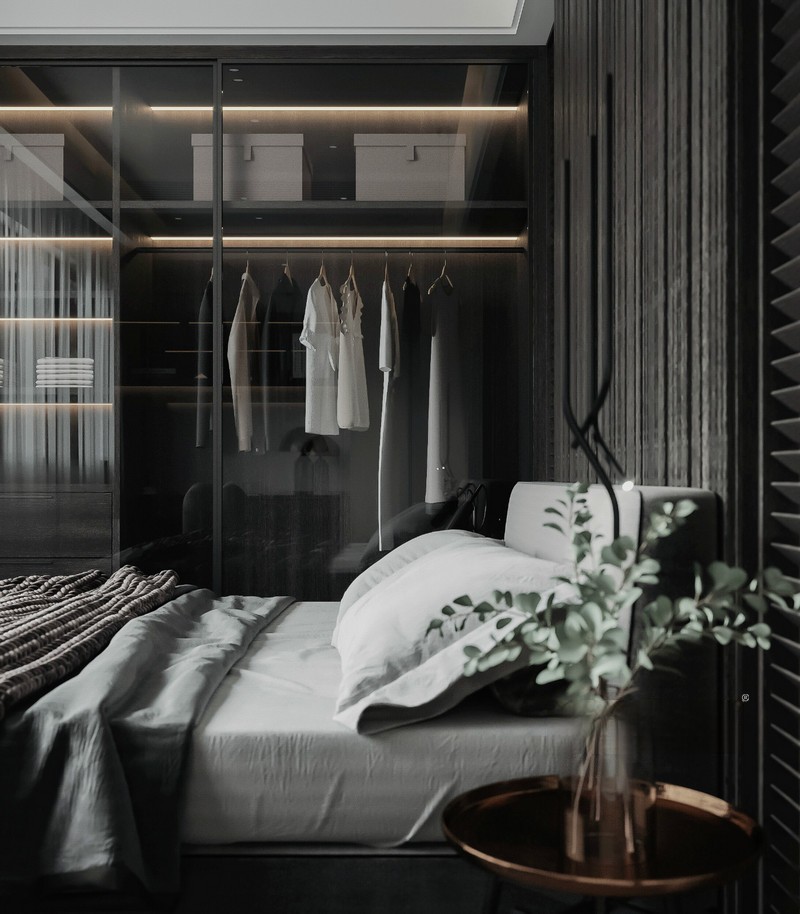 上海上海中建锦绣天地40平轻奢风格一居室卧室装修效果图