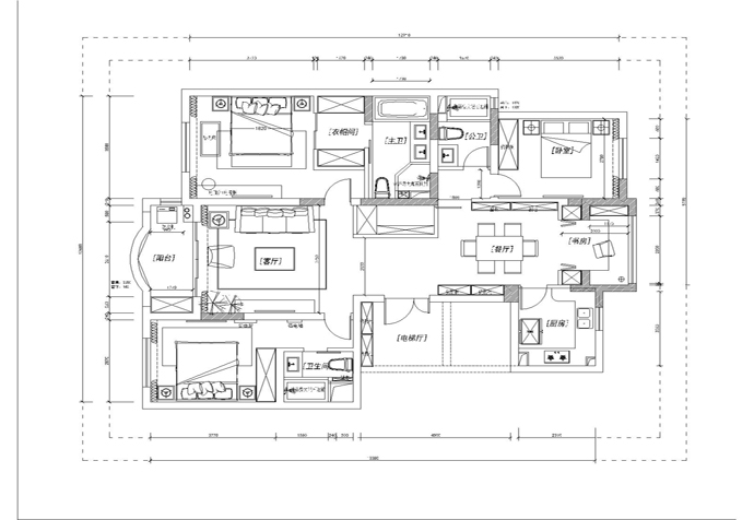 浦东新区绿洲康城160平现代风格公寓装修效果图