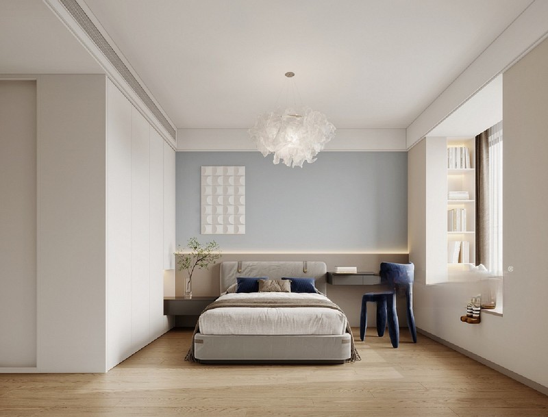 上海帆升公寓145平混搭风格三居室卧室装修效果图