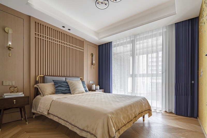 上海徐汇华苑大厦140平现代简约风格三居室卧室装修效果图