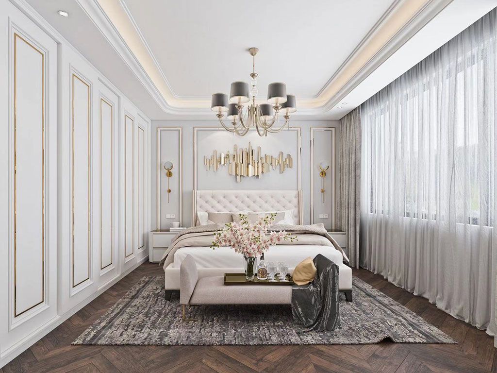 浦东金领国际185平法式风格联排别墅卧室装修效果图