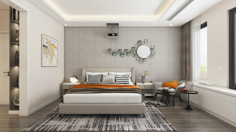 上海华府天地·愉园250平现代简约风格别墅卧室装修效果图