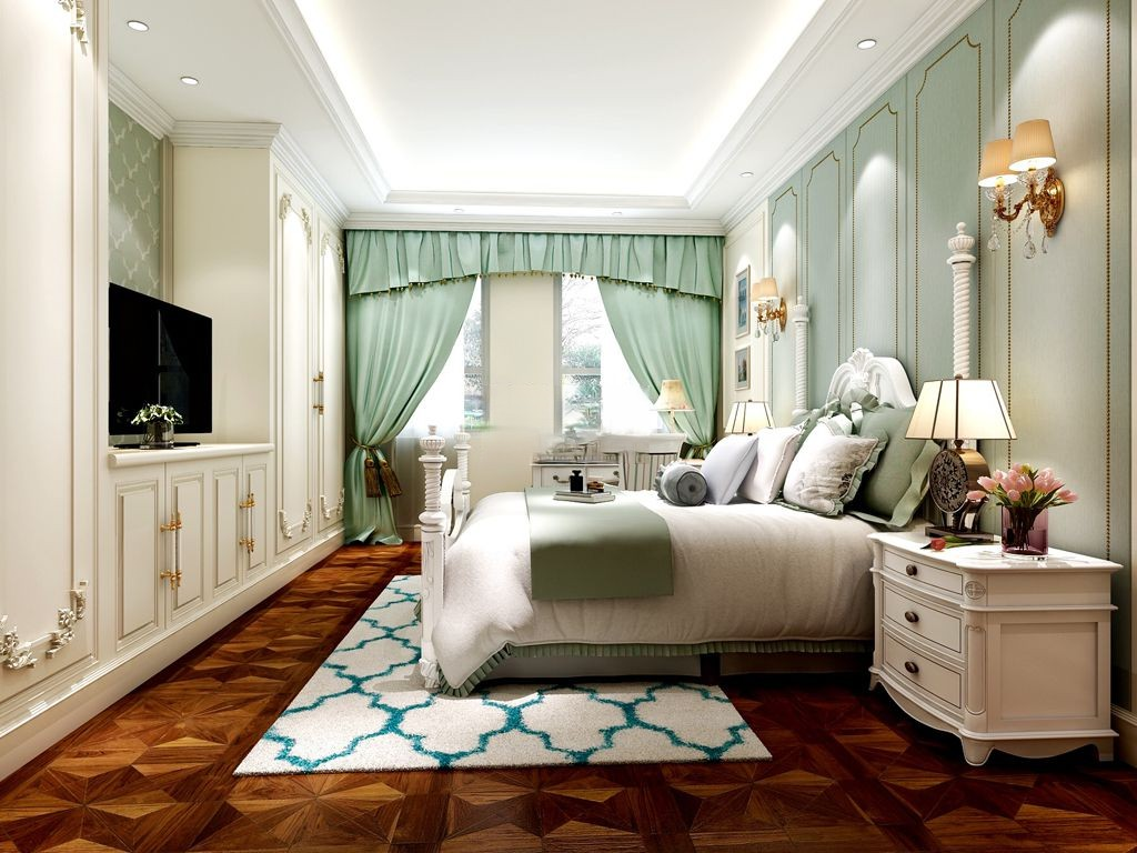 杨浦区银亿领墅400平欧式风格联排别墅卧室装修效果图