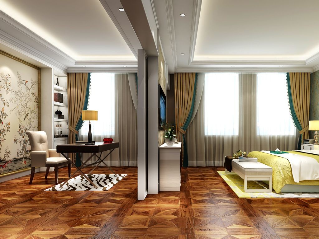 杨浦区银亿领墅400平欧式风格联排别墅卧室装修效果图