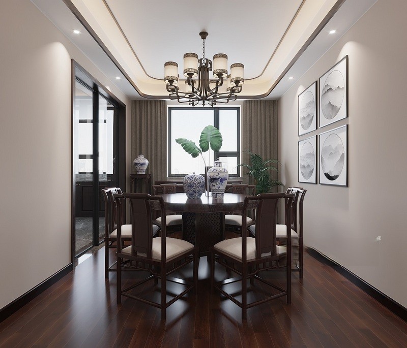 上海上海莱诗邸120平新中式风格三居室餐厅装修效果图