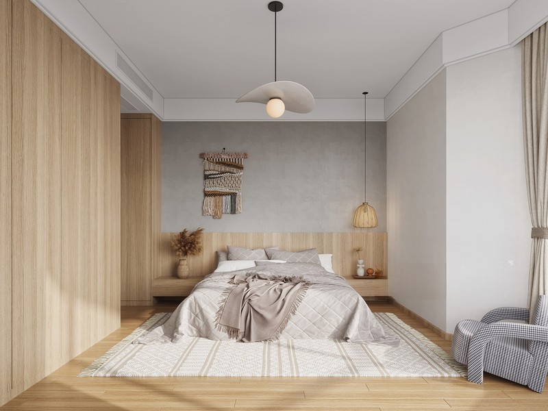 上海杨浦东方名园120平北欧风格三居室卧室装修效果图