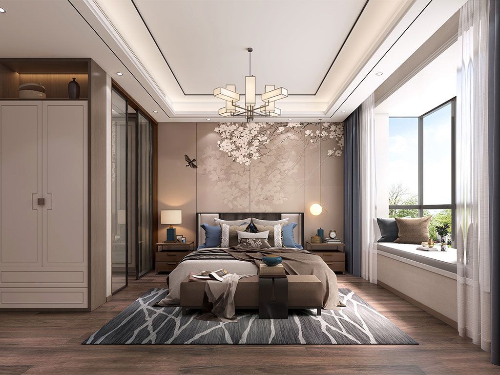 启东市林洋北上海200平新中式风格大平层卧室装修效果图