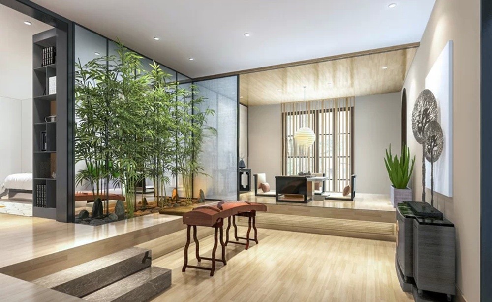 金山高尔夫300平新中式风格别墅装修效果图