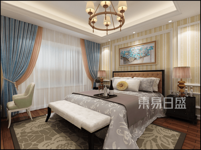 上海淀湖桃园300平简欧风格别墅卧室装修效果图