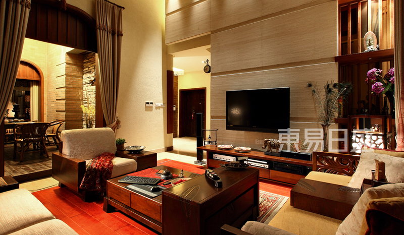 上海奥斯伯恩庄园320平新中式风格别墅客厅装修效果图