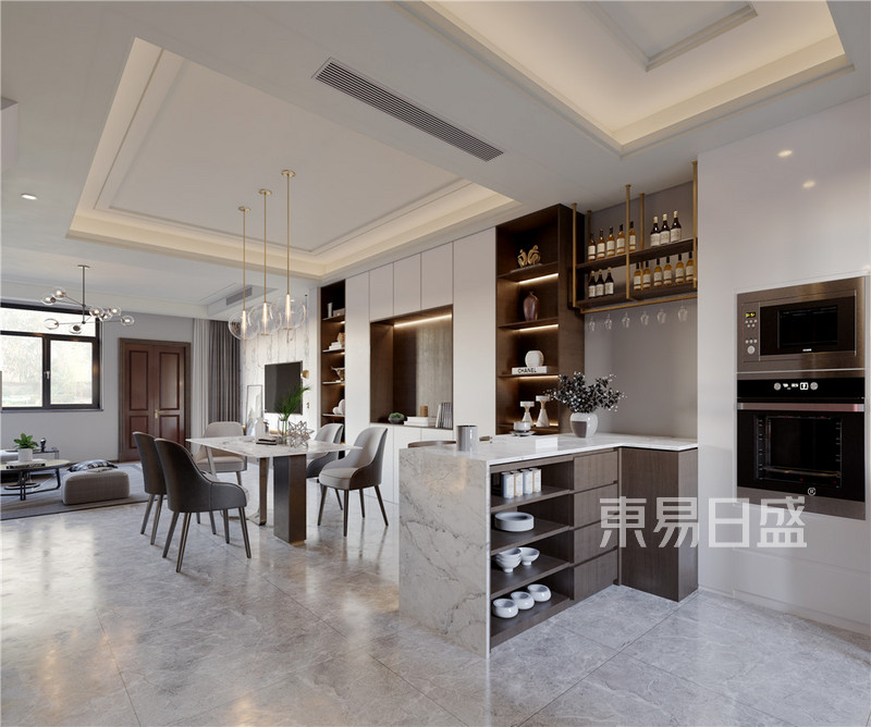 上海未知398平现代简约风格联排别墅餐厅装修效果图