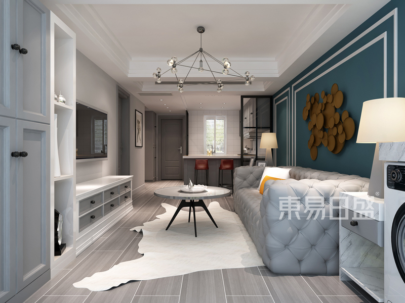上海品尊国际68平法式风格住宅客厅装修效果图