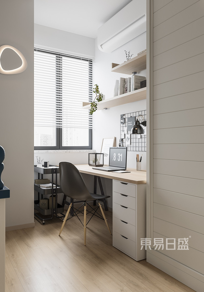 上海虹口和泰玫瑰园101平现代简约风格二居室书房装修效果图
