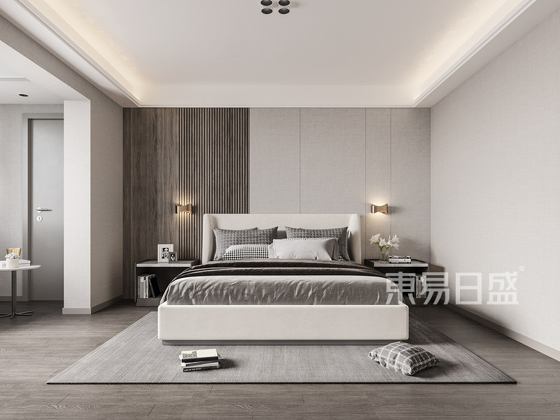 上海浦东紫光大厦152平现代简约风格三居室卧室装修效果图