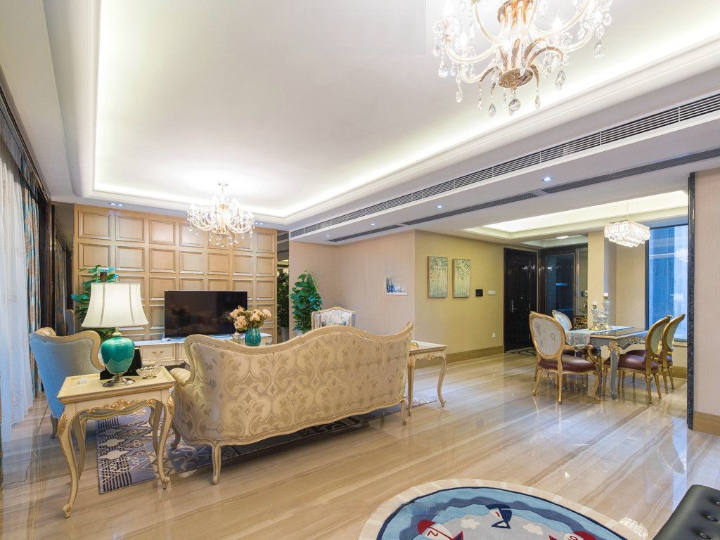 杨浦区嘉誉湾220平新古典风格大平层客厅装修效果图