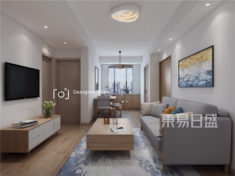 上海金宇名邸85平日式风格住宅客厅装修效果图