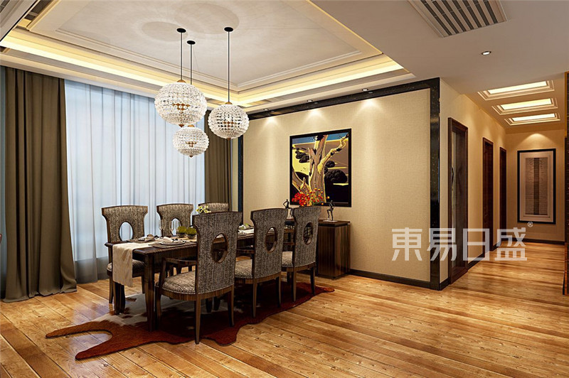 上海浦东御沁园195平现代简约风格别墅餐厅装修效果图