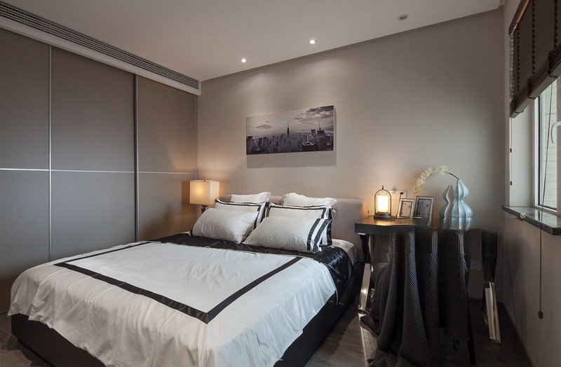 上海尚汇豪庭90平新中式风格住宅卧室装修效果图