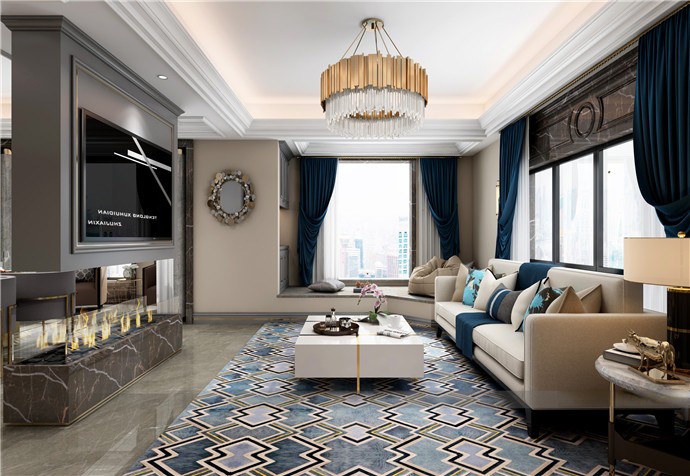 徐汇区尚海湾豪庭200平轻奢风格公寓装修效果图