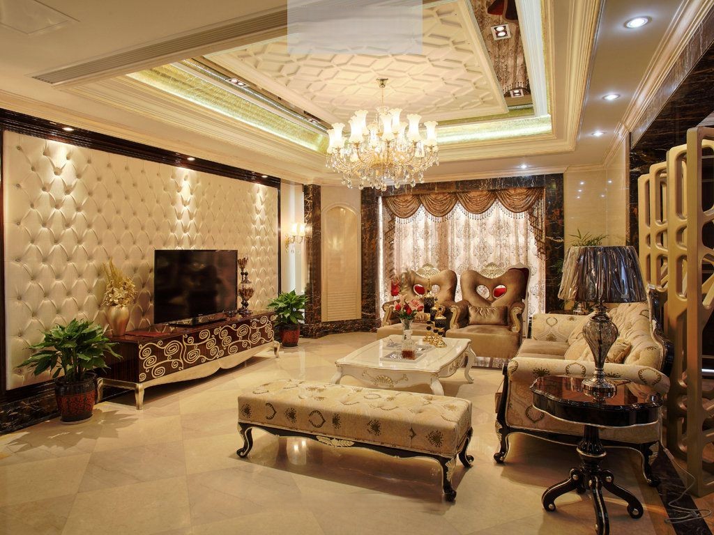 吴江区滨河名墅300平新古典风格大平层客厅装修效果图
