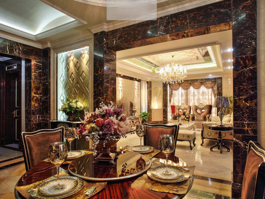 吴江区滨河名墅300平新古典风格大平层餐厅装修效果图