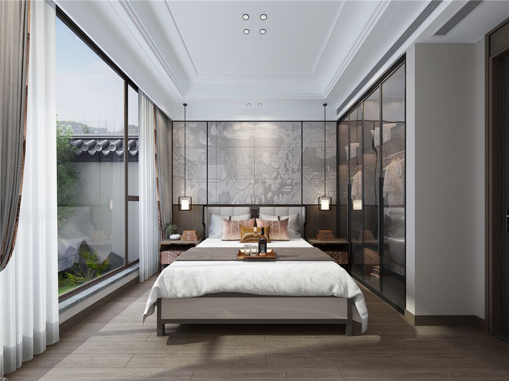 青浦区310平欧式风格独栋别墅卧室装修效果图