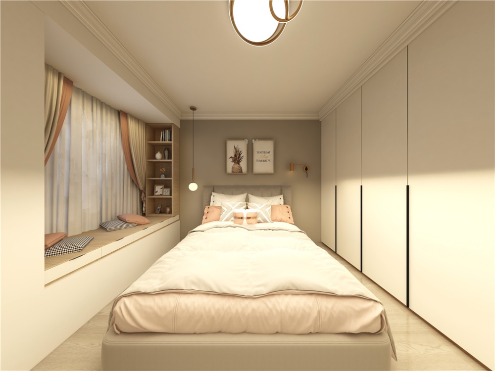 浦东南芦公路89现代轻奢两室一厅卧室装修效果图
