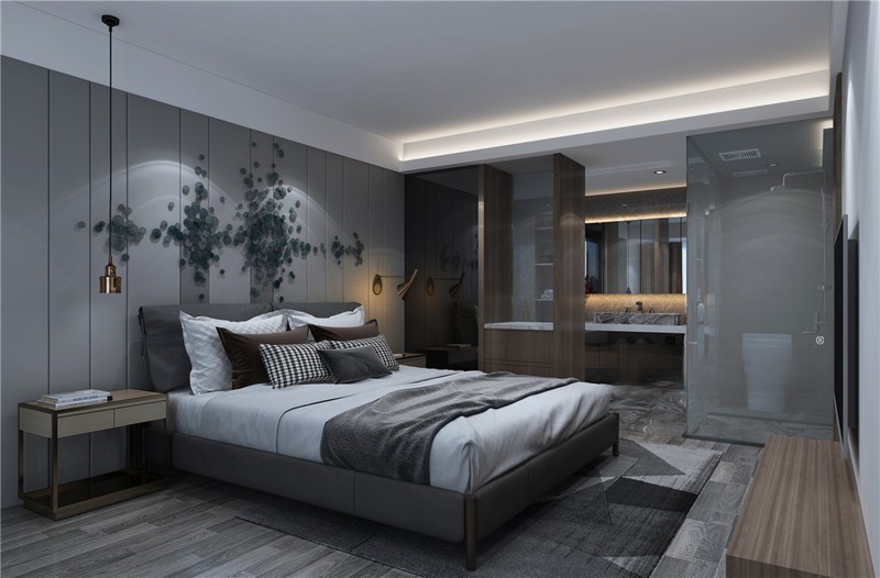 上海新乐名苑110平现代简约风格住宅卧室装修效果图
