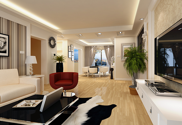 松江区新凯家园二期108平现代风格公寓装修效果图