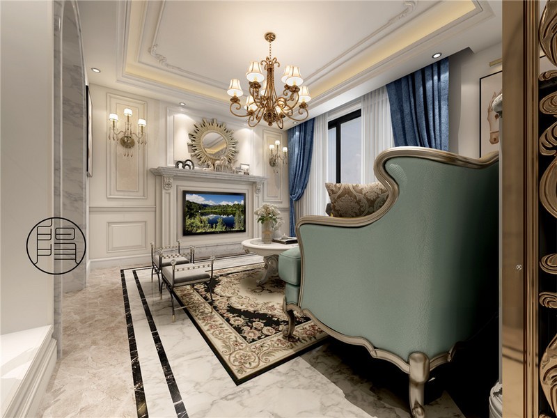上海四季全景台123平欧式古典风格Loft客厅装修效果图