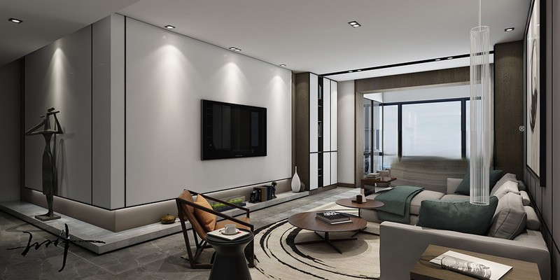 上海巨洋豪园137平新中式风格三居室客厅装修效果图