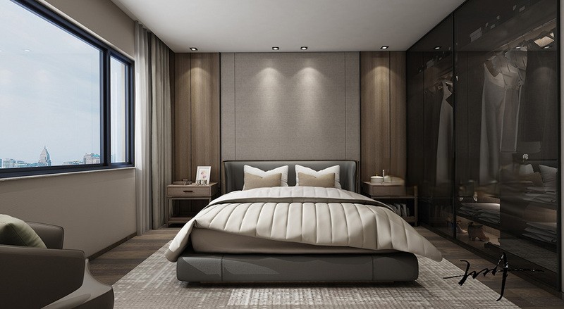 上海巨洋豪园137平新中式风格三居室卧室装修效果图