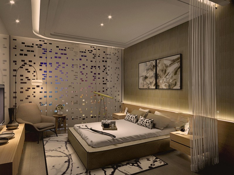 上海东岭国际350平简约风格跃层卧室装修效果图