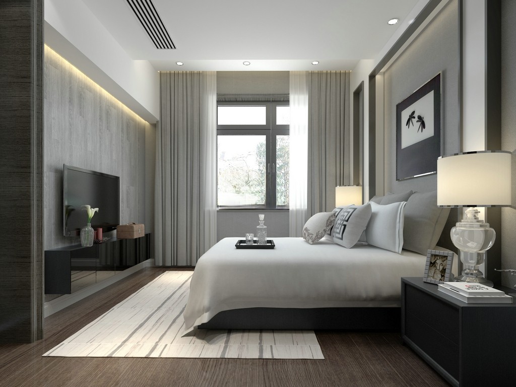 浦东康桥半岛280平现代风格联排别墅卧室装修效果图