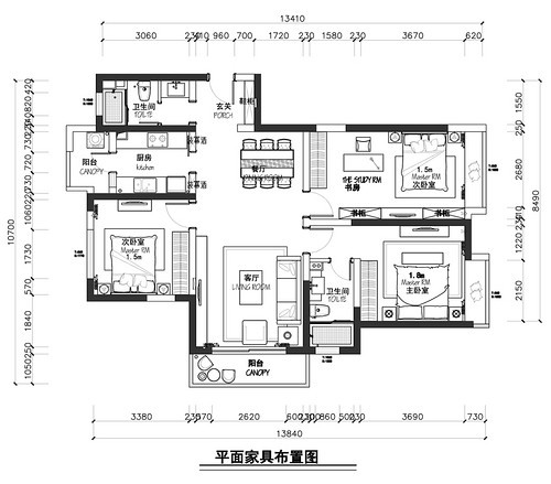 上海溪岸澜庭126平住宅户型图