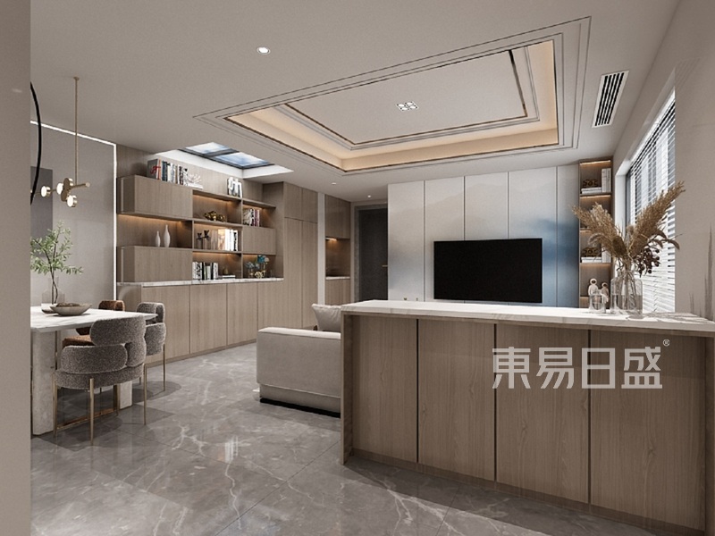 上海万科青藤公园135平现代简约风格住宅餐厅装修效果图