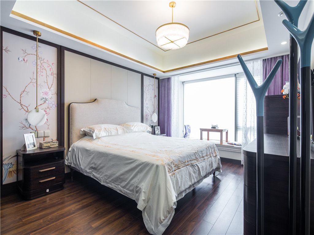 普陀区高尚领域160平新中式风格独栋别墅卧室装修效果图