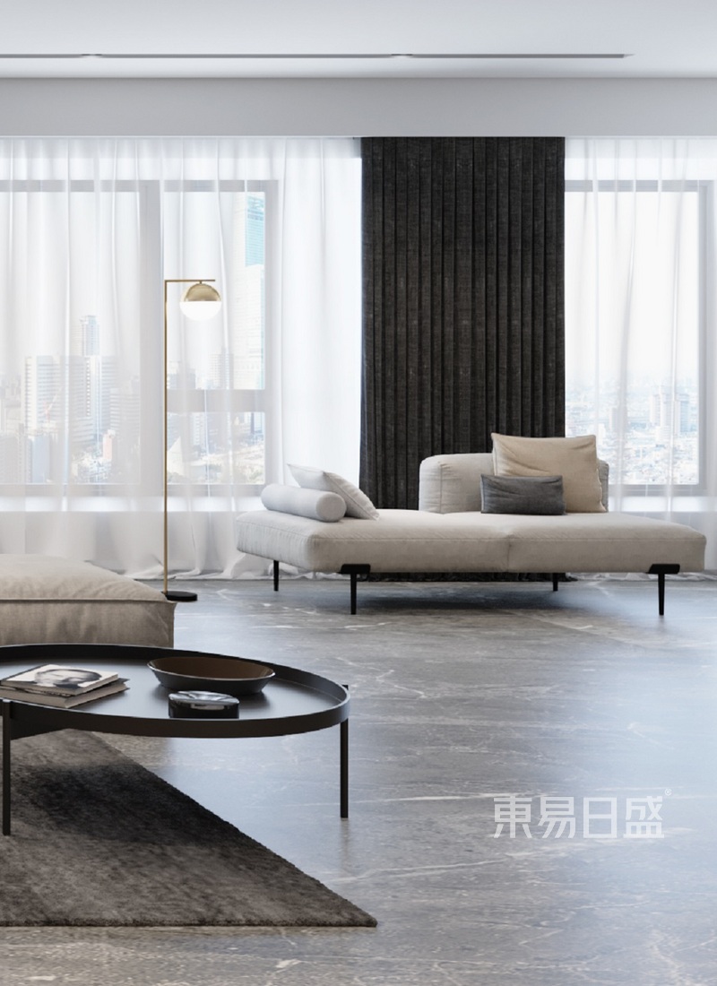 上海上海高尚领域360平现代简约风格别墅客厅装修效果图