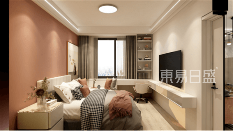 上海浦东绿地东上海110平轻奢风格三居室卧室装修效果图