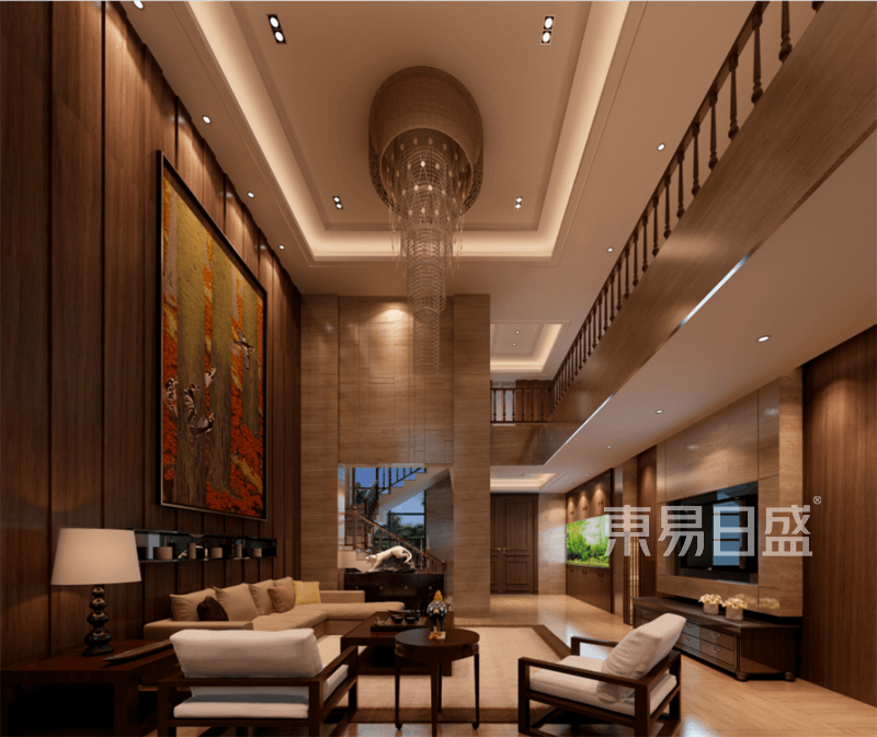 上海桐湖湾400平新古典风格住宅客厅装修效果图
