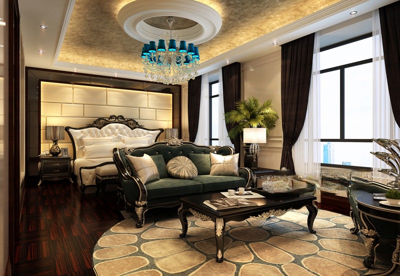 上海东岭国际320平新古典风格跃层卧室装修效果图