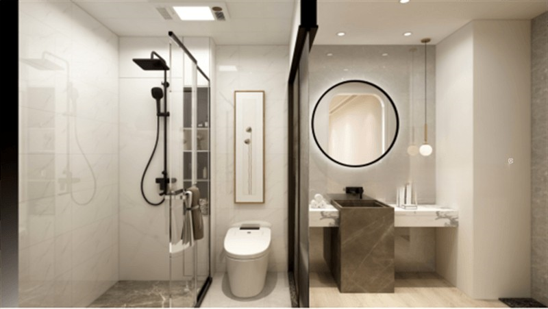上海浦东绿地东上海110平轻奢风格三居室卫生间装修效果图
