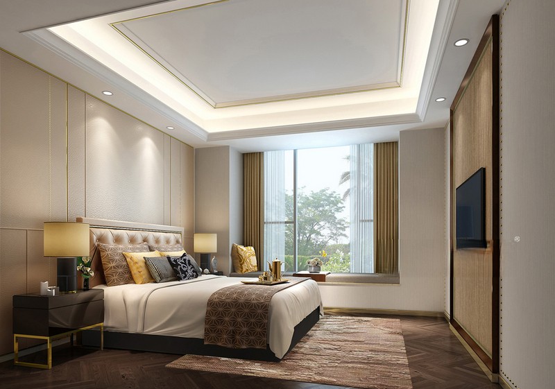 上海万春苑162平现代简约风格三居室卧室装修效果图