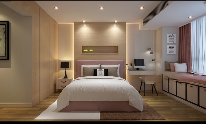 上海绿地世纪城138平简欧风格跃层卧室装修效果图