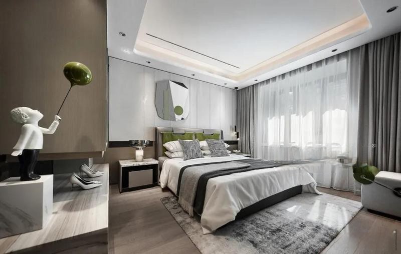 上海金日世家258平现代简约风格住宅卧室装修效果图