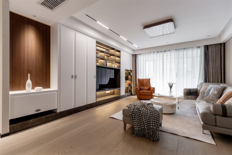 上海当代清水园160平轻奢风格住宅客厅装修效果图