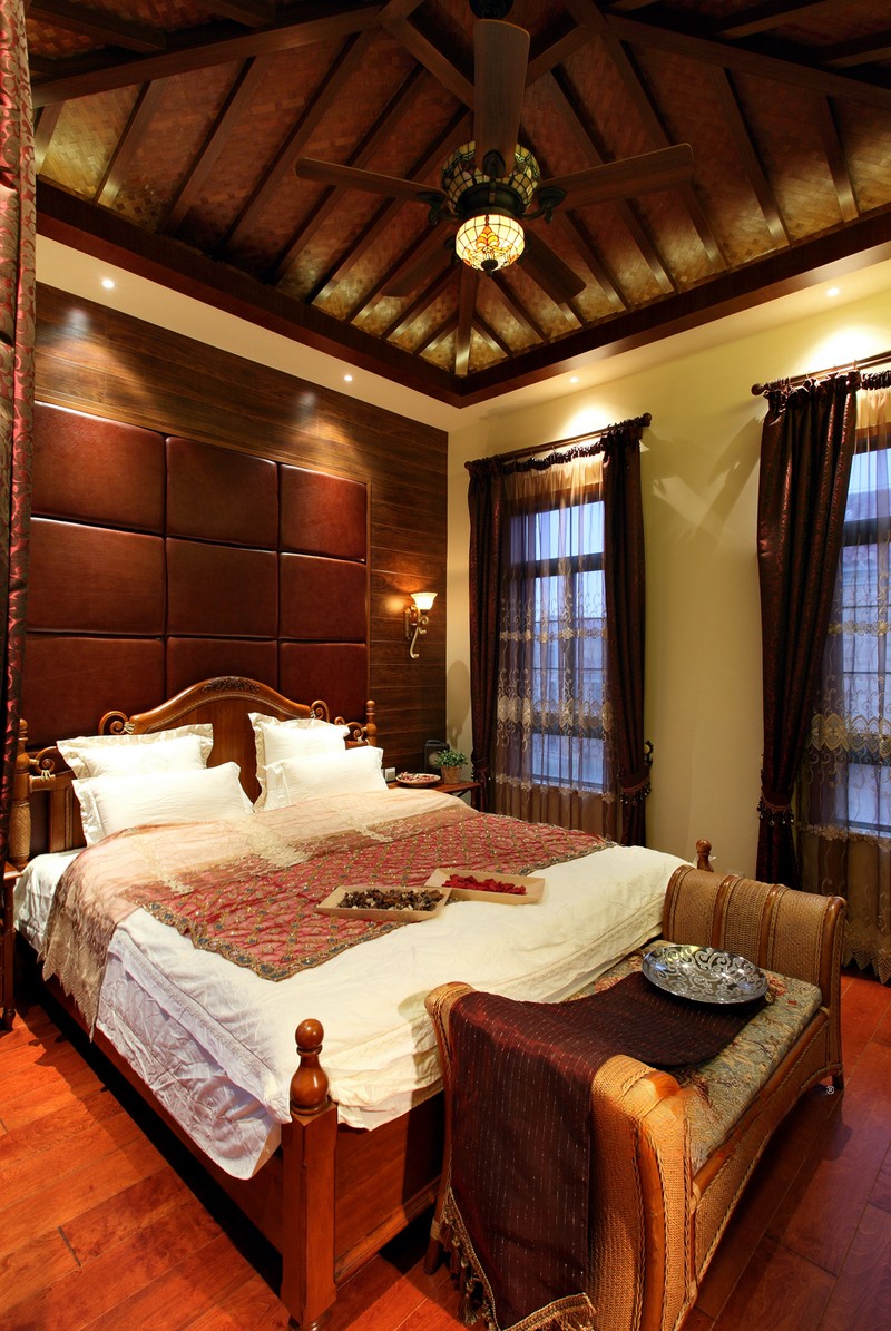 上海奥斯伯恩庄园320平新中式风格别墅卧室装修效果图