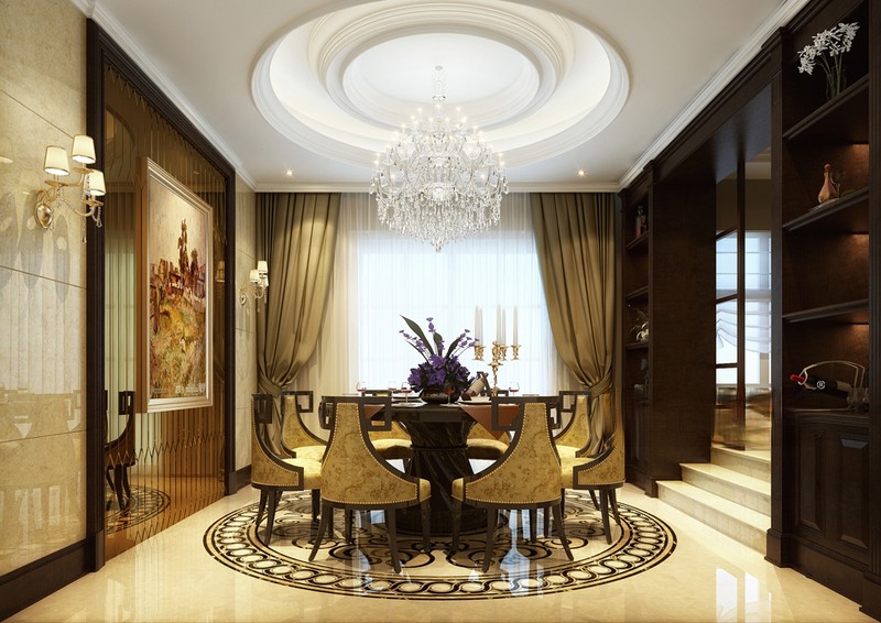 上海东岭国际400平美式风格跃层餐厅装修效果图